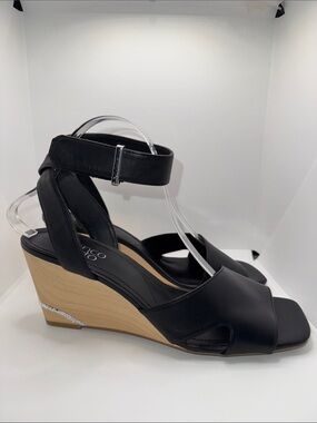 Franco Sarto Samina Black Leather Wedges Women’s Size 10